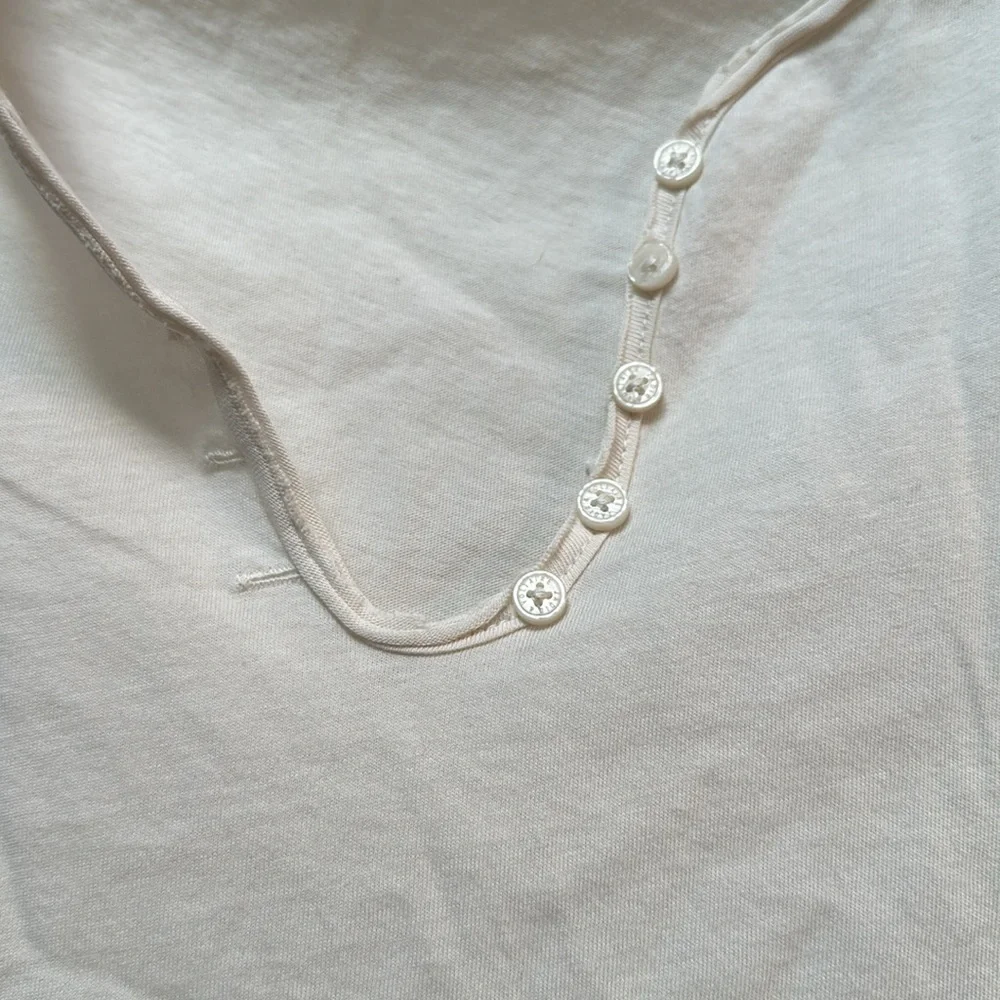 Zadig & Voltaire Cream Tee with Silver Heart Accents - Picture 4 of 7